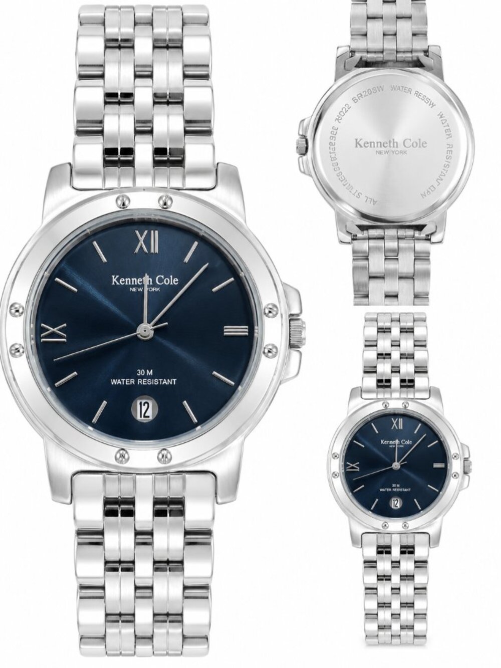 Kenneth Cole New York Men’s Stainless Steel Watch – Blue Dial – Date – 30M Water